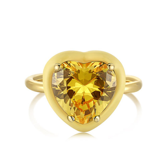 Lover Lemon Yellow Sterling Silver Ring.